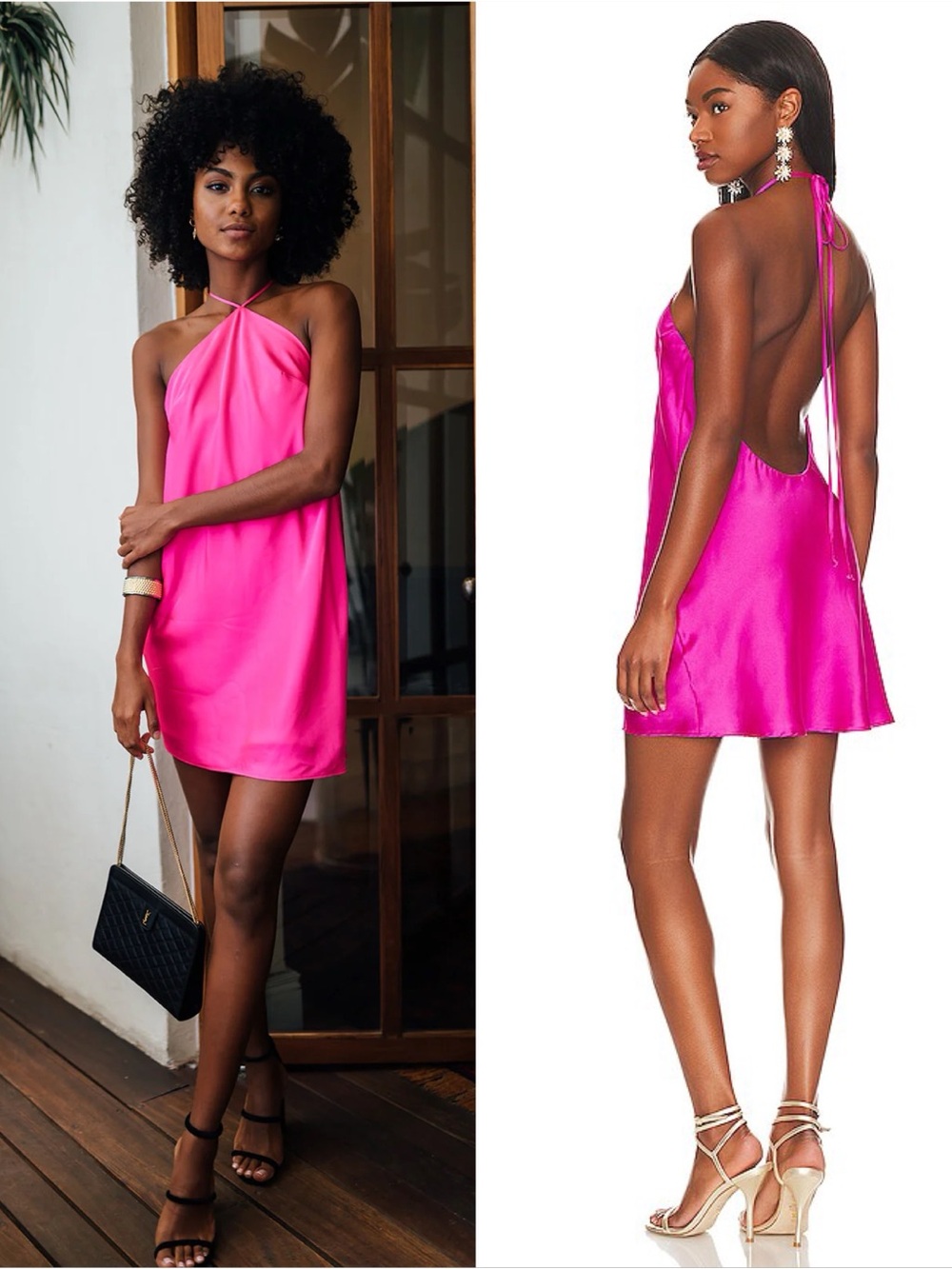 Show Me Your Mumu Jazzy Dress In Hot Pink Luxe Satin